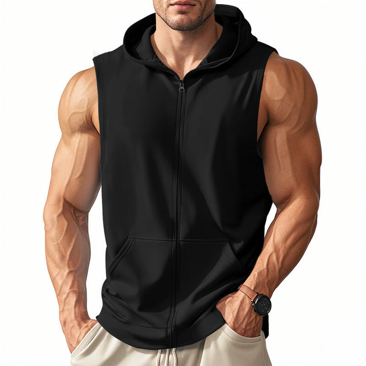 Débardeur Homme à Capuche Zippé – Coupe Ajustée Sport