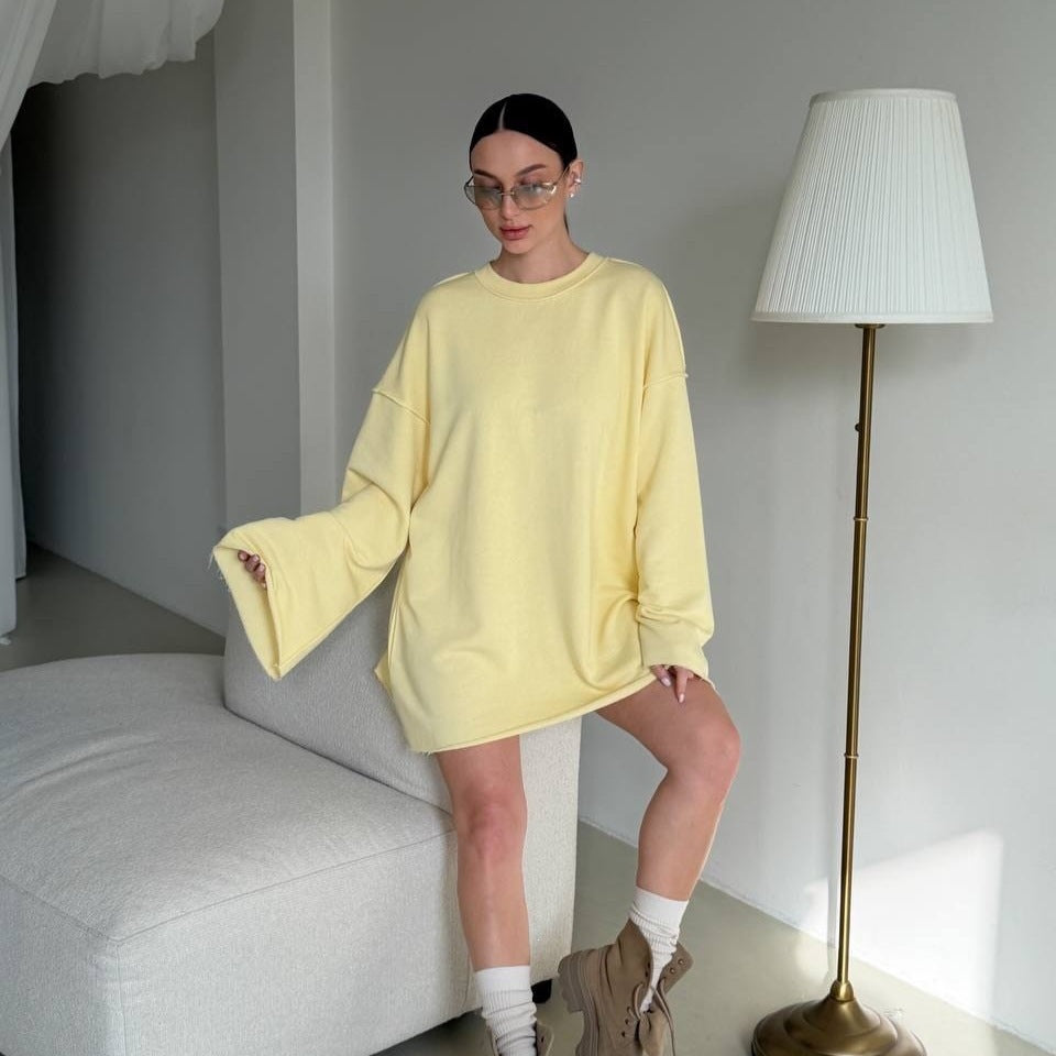 Robe Pull Femme Oversize – Manches Trompette Évasées