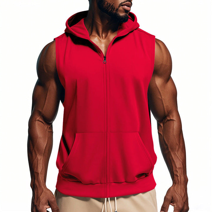 Débardeur Homme à Capuche Zippé – Coupe Ajustée Sport