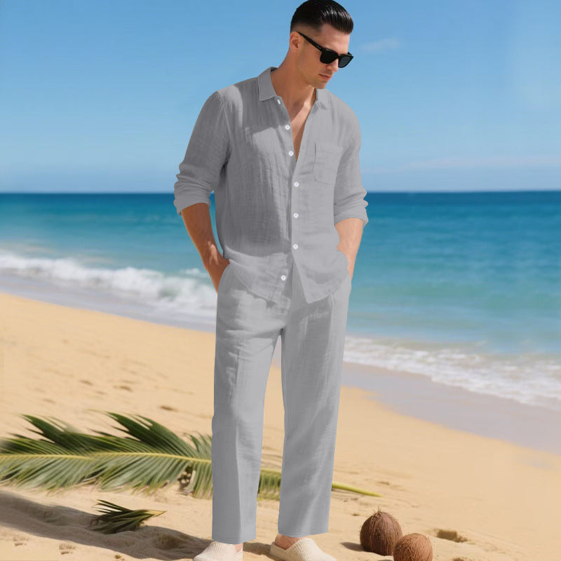 Completo Uomo Lin – Camicia e Pantaloni Leggeri Due Pezzi