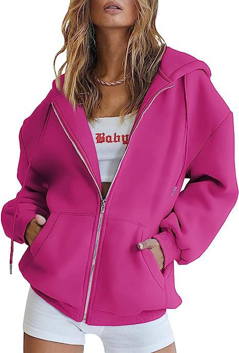 Veste à Capuche Femme Oversize Zippée – Poches Kangourou