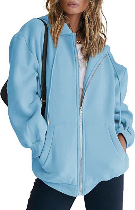 Veste à Capuche Femme Oversize Zippée – Poches Kangourou