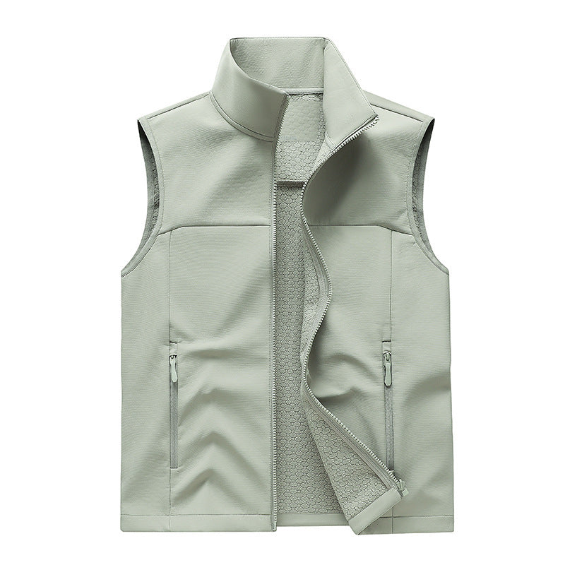 Gilet Homme Softshell Sans Manches – Col Montant et Poches Zippées