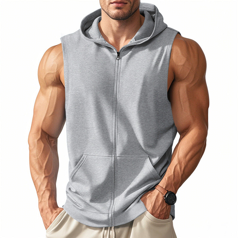 Débardeur Homme à Capuche Zippé – Coupe Ajustée Sport