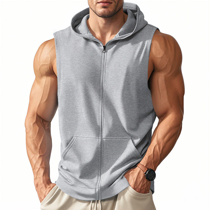Débardeur Homme à Capuche Zippé – Coupe Ajustée Sport