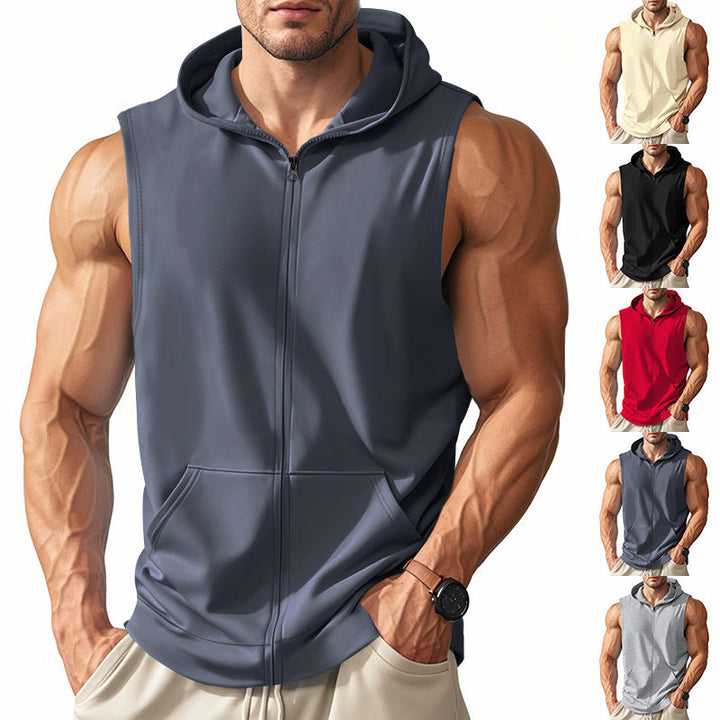 Débardeur Homme à Capuche Zippé – Coupe Ajustée Sport
