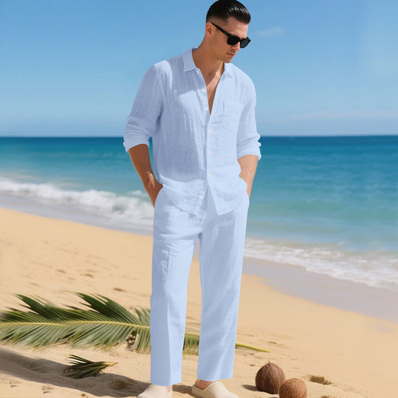 Completo Uomo Lin – Camicia e Pantaloni Leggeri Due Pezzi