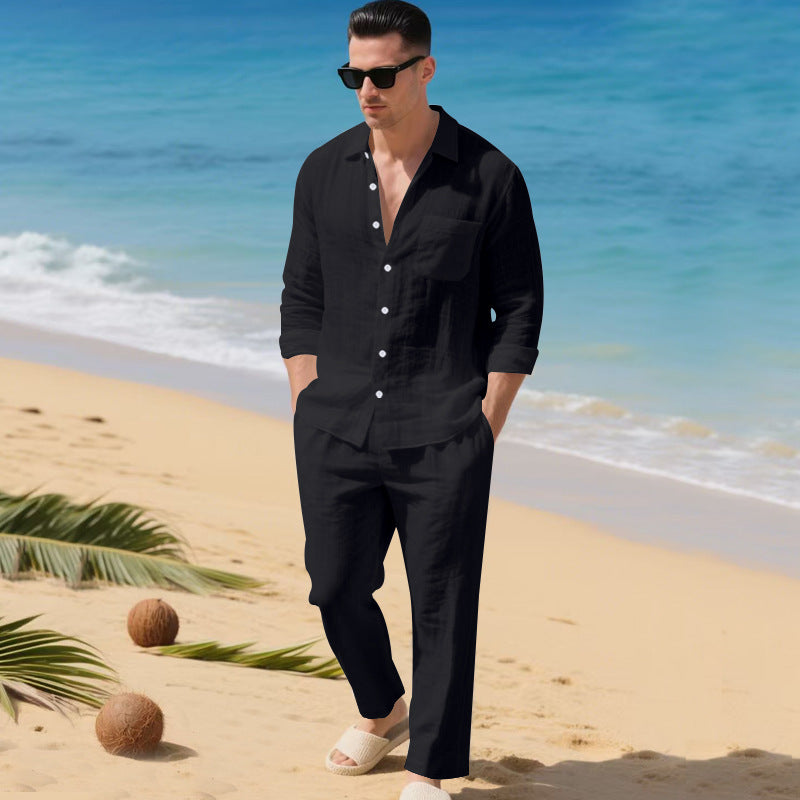 Completo Uomo Lin – Camicia e Pantaloni Leggeri Due Pezzi
