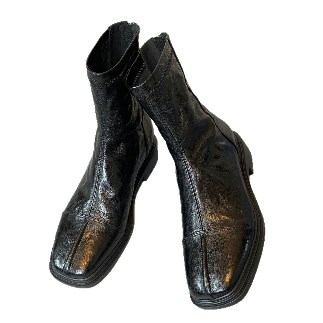 Bottines Femme en Cuir Bout Carré – Semelle Crantée