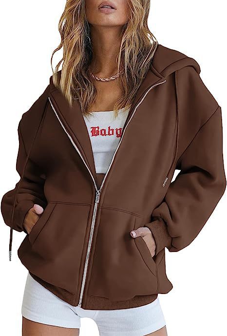Veste à Capuche Femme Oversize Zippée – Poches Kangourou