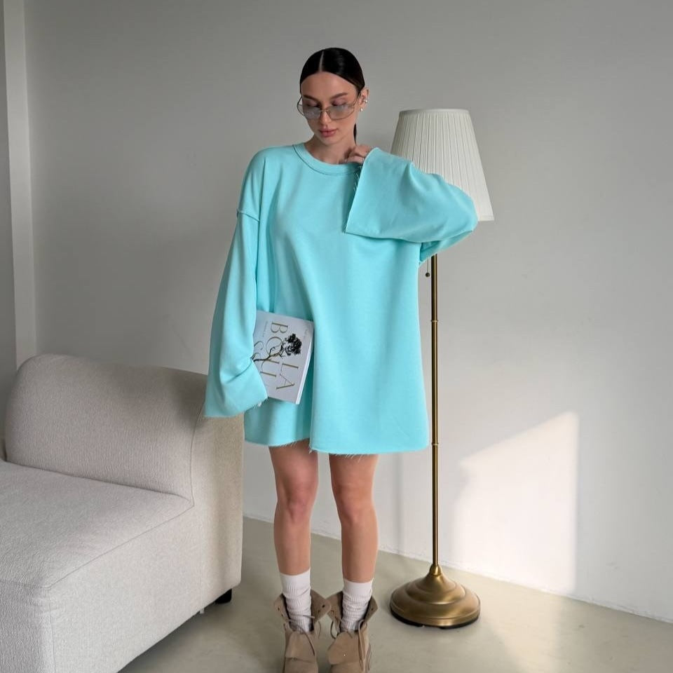 Robe Pull Femme Oversize – Manches Trompette Évasées