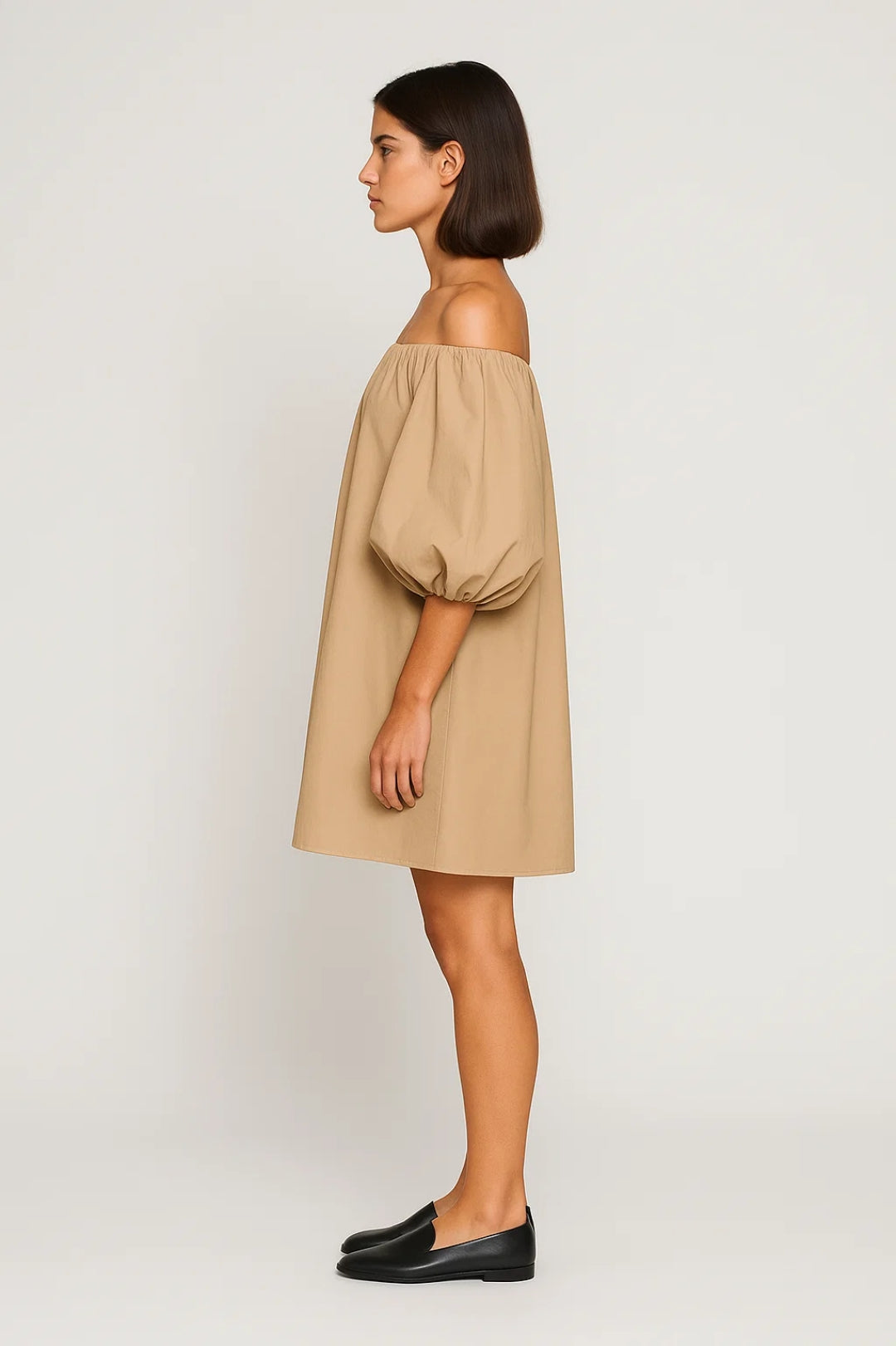Vestito Mini Donna con Spalle Scoperte – Maniche a Sbuffo Taglio Ampio