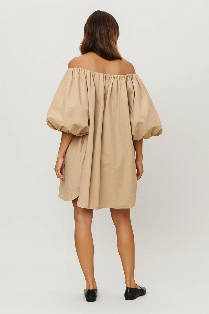 Vestito Mini Donna con Spalle Scoperte – Maniche a Sbuffo Taglio Ampio