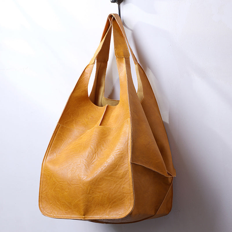 Borsa cabas donna oversize in pelle – Grande silhouette morbida da portare a spalla