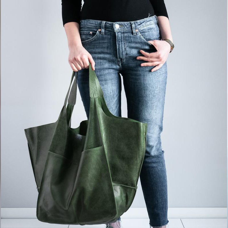 Borsa cabas donna oversize in pelle – Grande silhouette morbida da portare a spalla