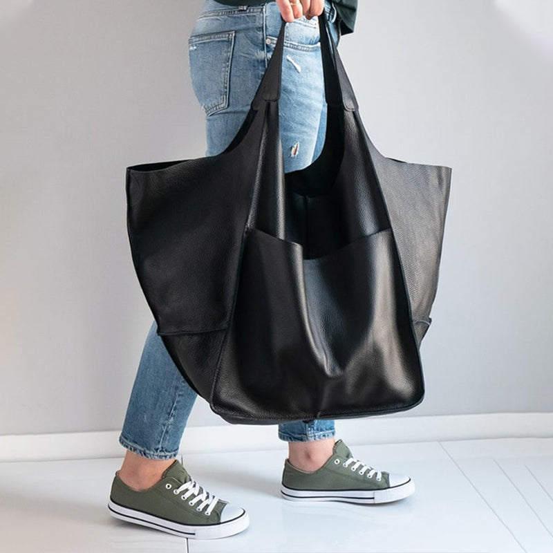 Borsa cabas donna oversize in pelle – Grande silhouette morbida da portare a spalla