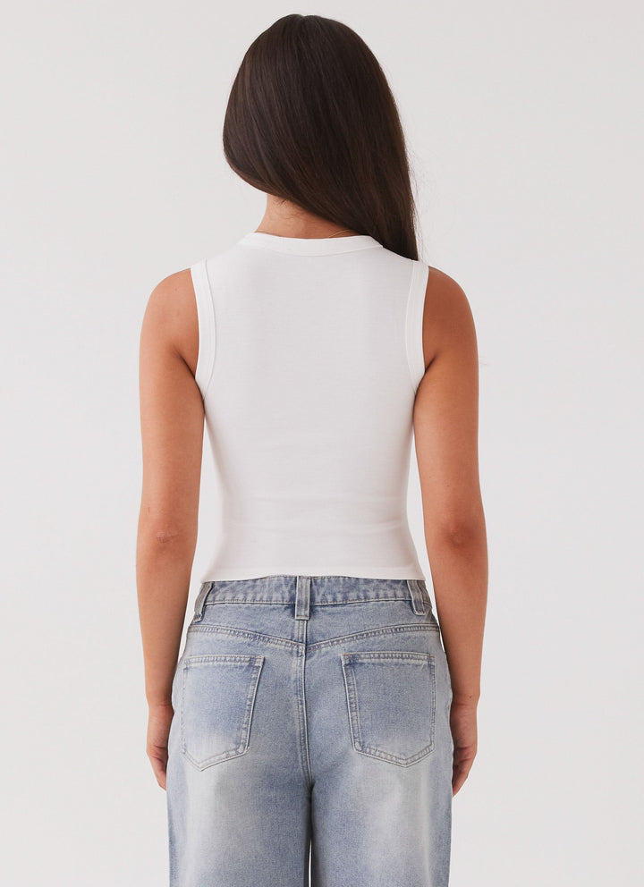 Top corto da donna in maglia a coste – Collo con bottoni senza maniche