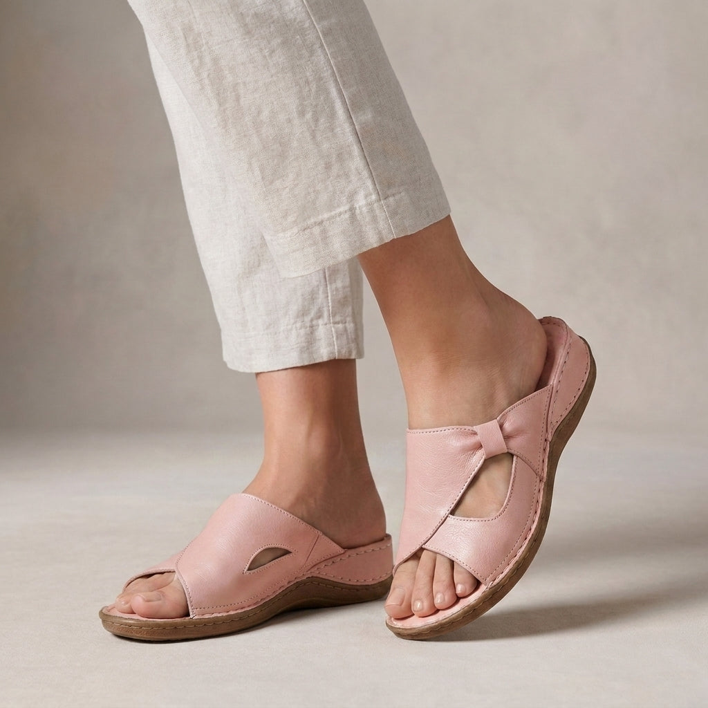 Damen Flache Sandalen mit Knoten-Cut-Out – Orthopädische Sohle