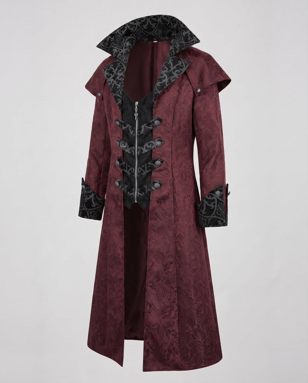 Manteau Homme Gothique à Col Montant – Ornements Raffinés