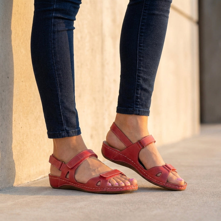 Damen Flache Sandalen mit offenem Zehenbereich – Verstellbare Riemen & Anatomische Sohle