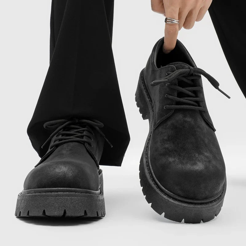 Scarpe uomo in pelle con lacci spesse – Suola rialzata