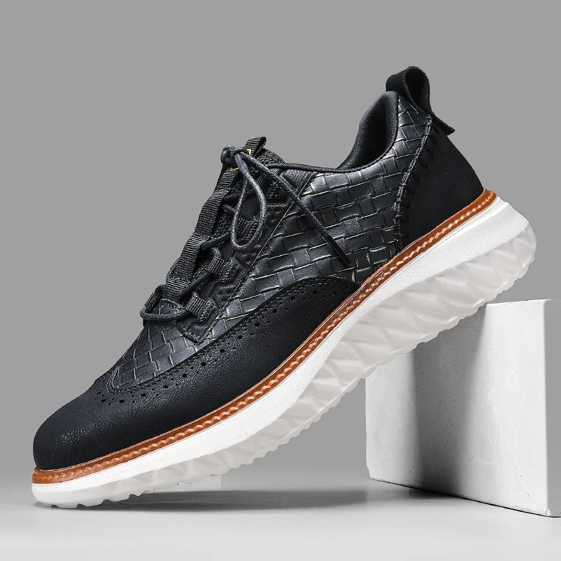 Men's Textured Fabric Sneakers – Breathable Lining and Rubber Sole