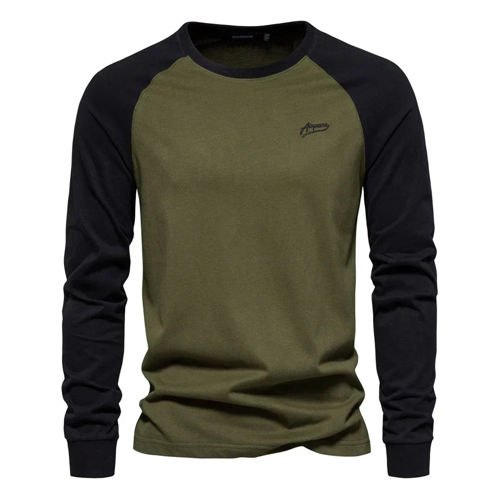 Men's Cotton Raglan Sleeve Shirt – Round Neck Casual Fit