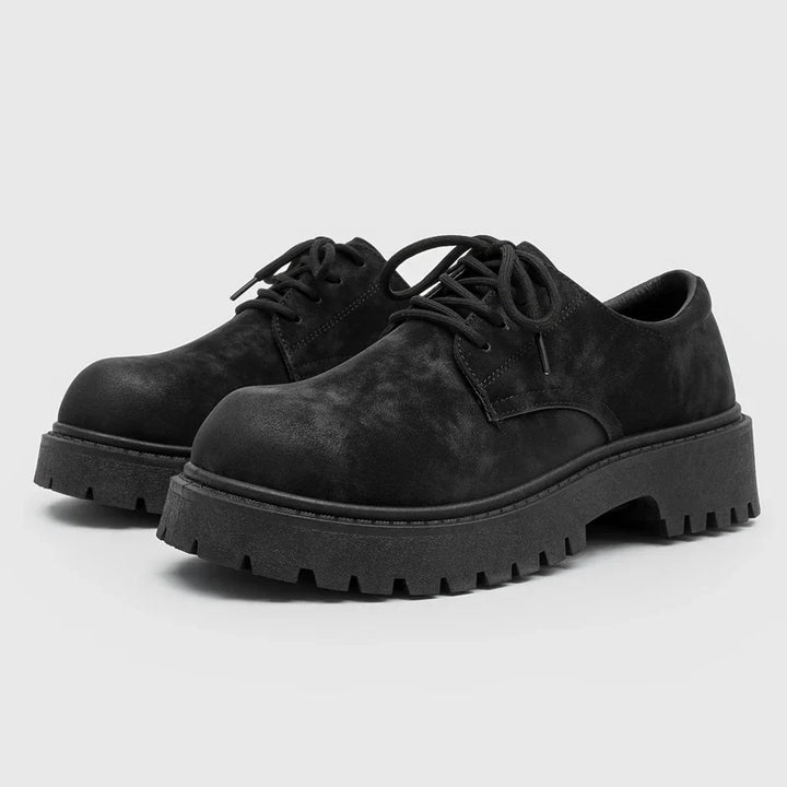 Scarpe uomo in pelle con lacci spesse – Suola rialzata