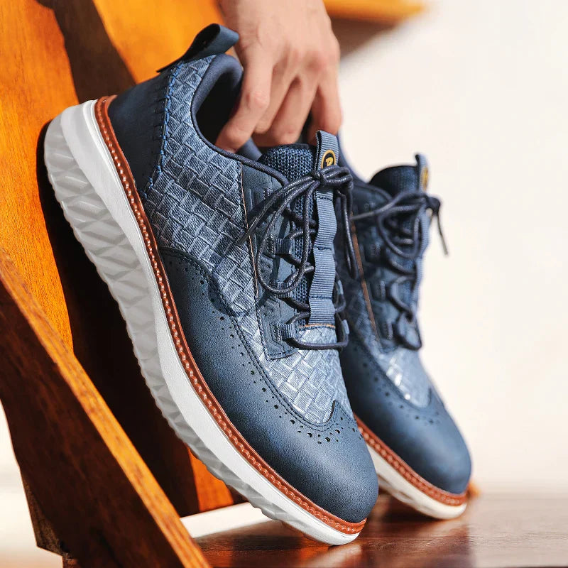 Men's Textured Fabric Sneakers – Breathable Lining and Rubber Sole