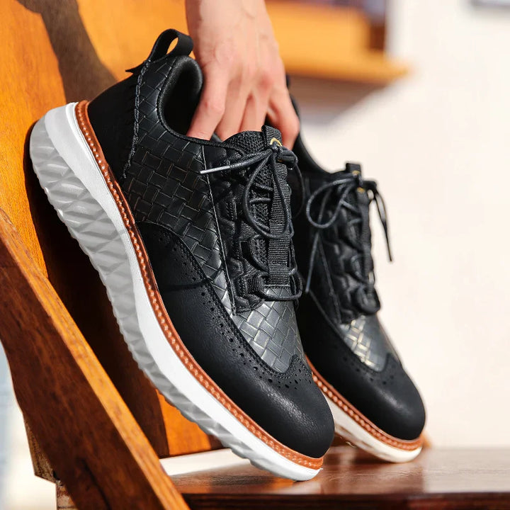Men's Textured Fabric Sneakers – Breathable Lining and Rubber Sole