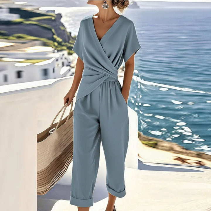 Leichtes zweiteiliges Damen-Set – Twist-Detail Hose mit geradem Schnitt
