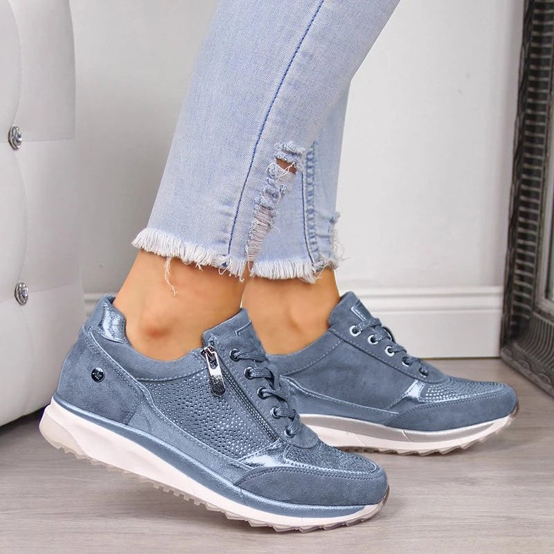 Baskets Plateforme Femme – Fermeture Zippée Latérale Talon Bas