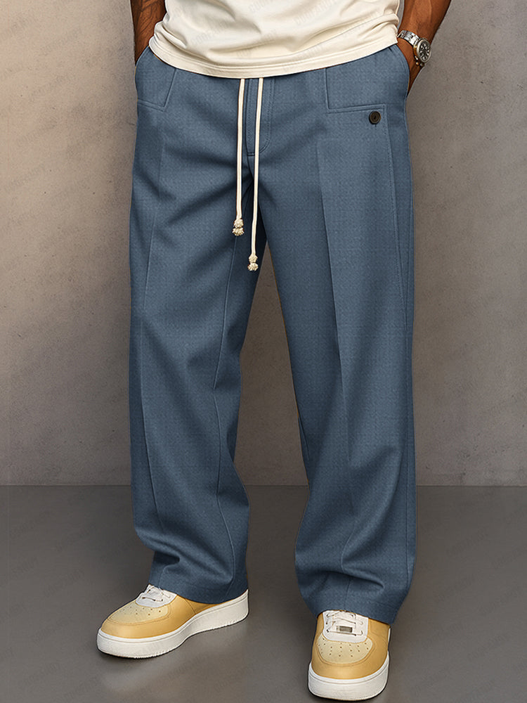 Pantalon Large Homme à Pinces – Coupe Décontractée avec Cordon