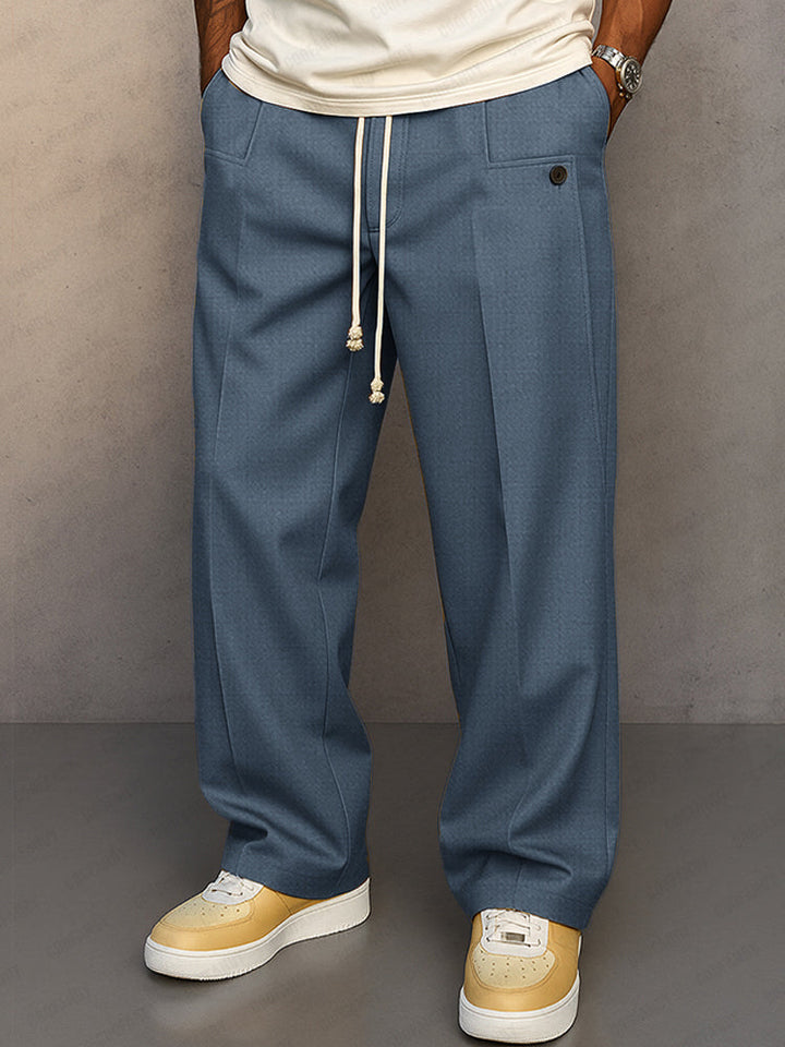 Pantalon Large Homme à Pinces – Coupe Décontractée avec Cordon