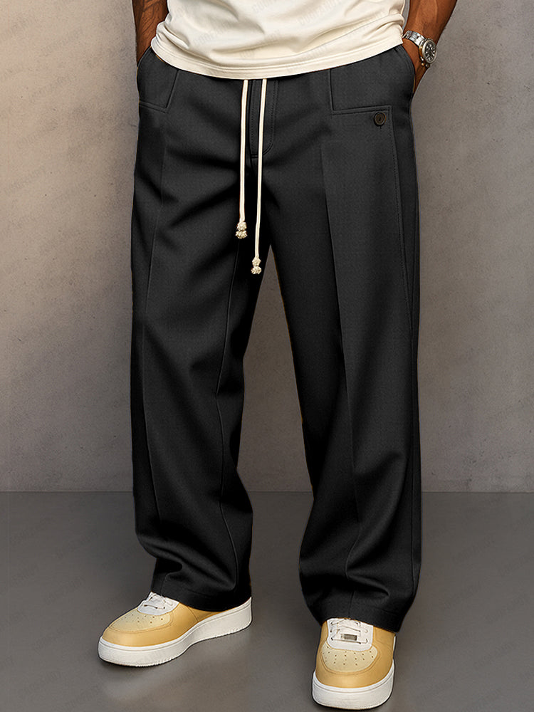 Pantalon Large Homme à Pinces – Coupe Décontractée avec Cordon