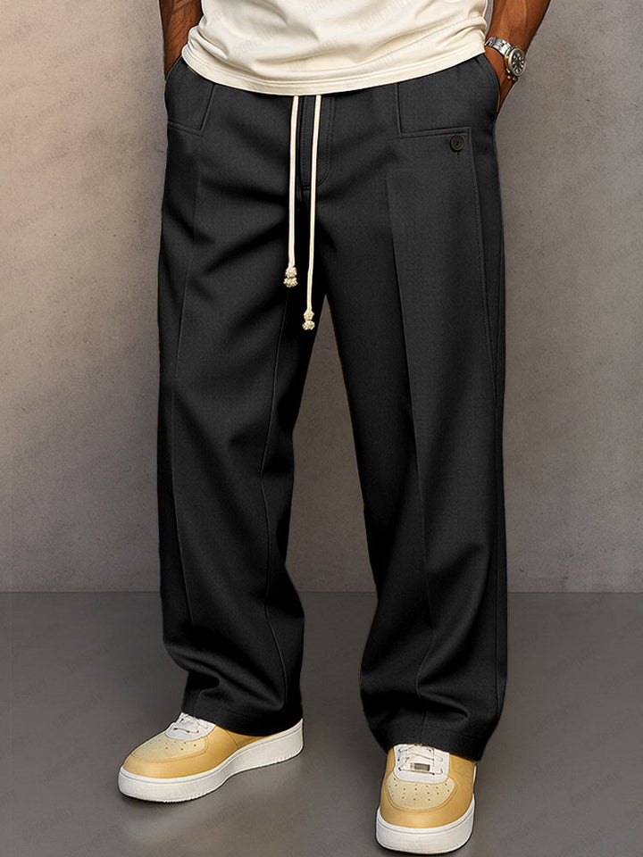 Pantalon Large Homme à Pinces – Coupe Décontractée avec Cordon
