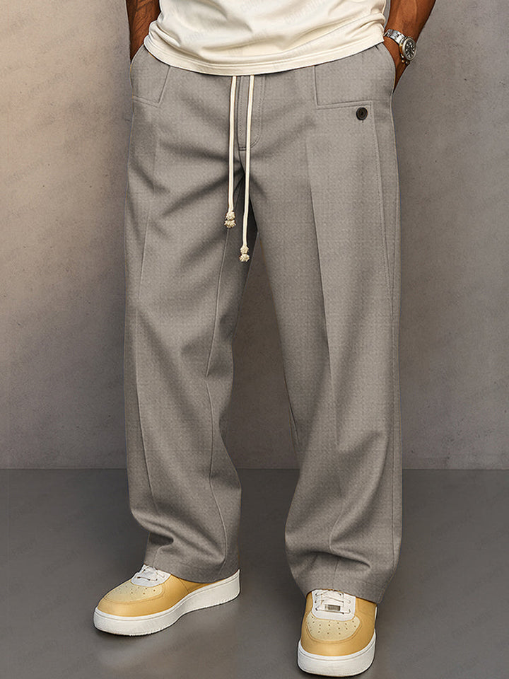 Pantalon Large Homme à Pinces – Coupe Décontractée avec Cordon