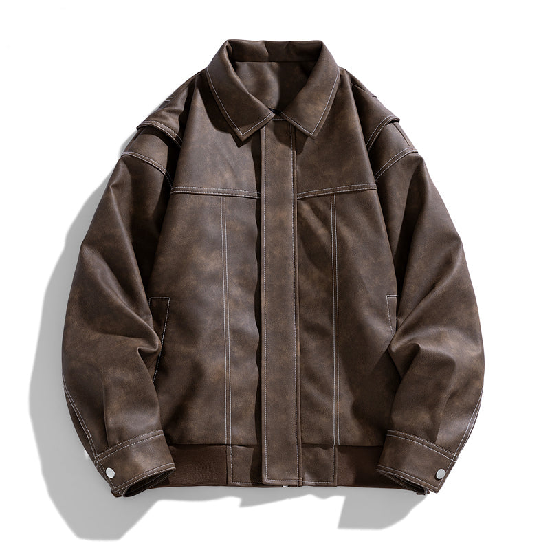 Herren Lederjacke – Reißverschluss Lässiger Schnitt
