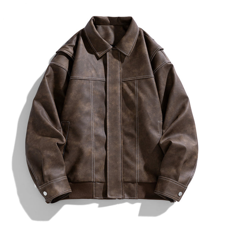 Herren Lederjacke – Reißverschluss Lässiger Schnitt