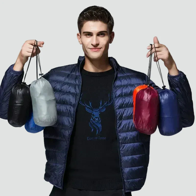 Men's Lightweight Down Jacket – Compact Quilted Travel Coat