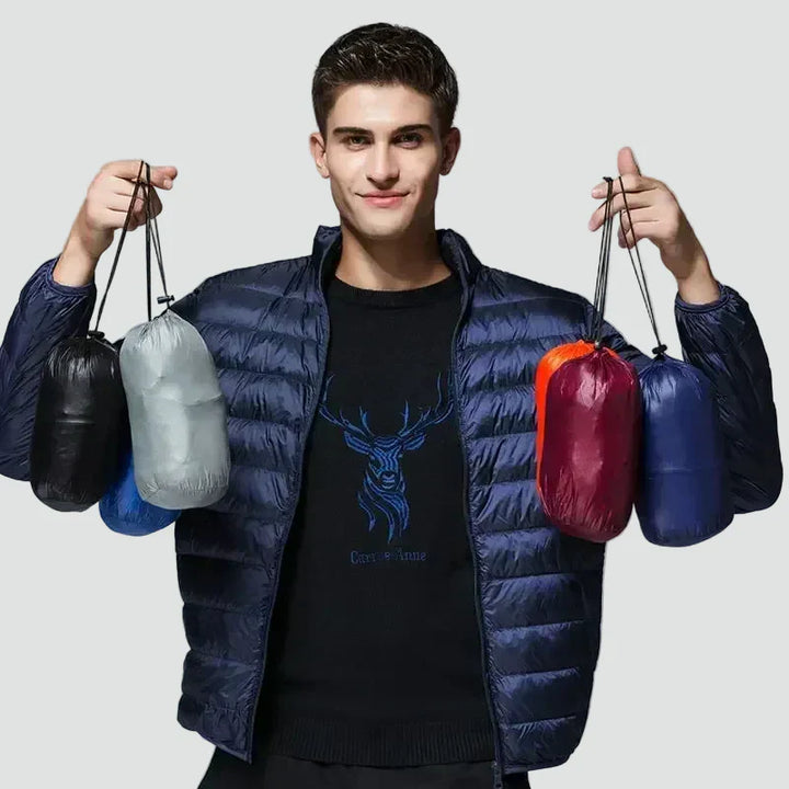 Men's Lightweight Down Jacket – Compact Quilted Travel Coat