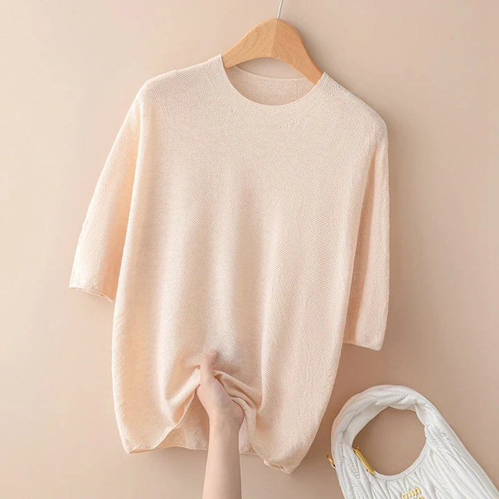 Maglia Donna a Maglia Fine Maniche Corte – Collo Rotondo Leggero