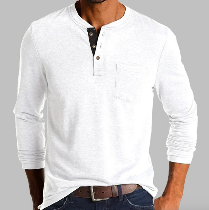Herren-Langarm-T-Shirt mit Rundhalsausschnitt – legere Passform