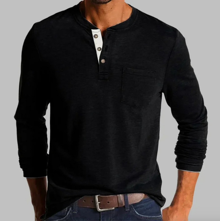Herren-Langarm-T-Shirt mit Rundhalsausschnitt – legere Passform