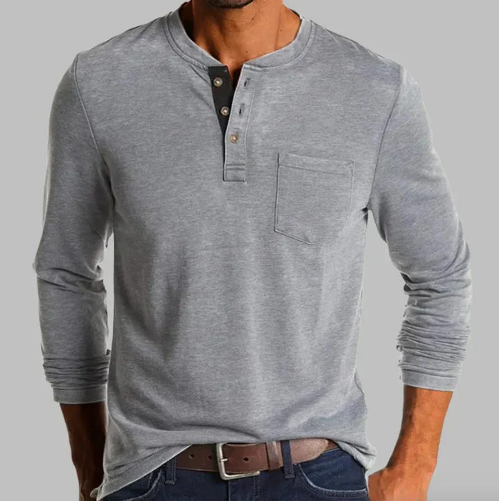 Herren-Langarm-T-Shirt mit Rundhalsausschnitt – legere Passform
