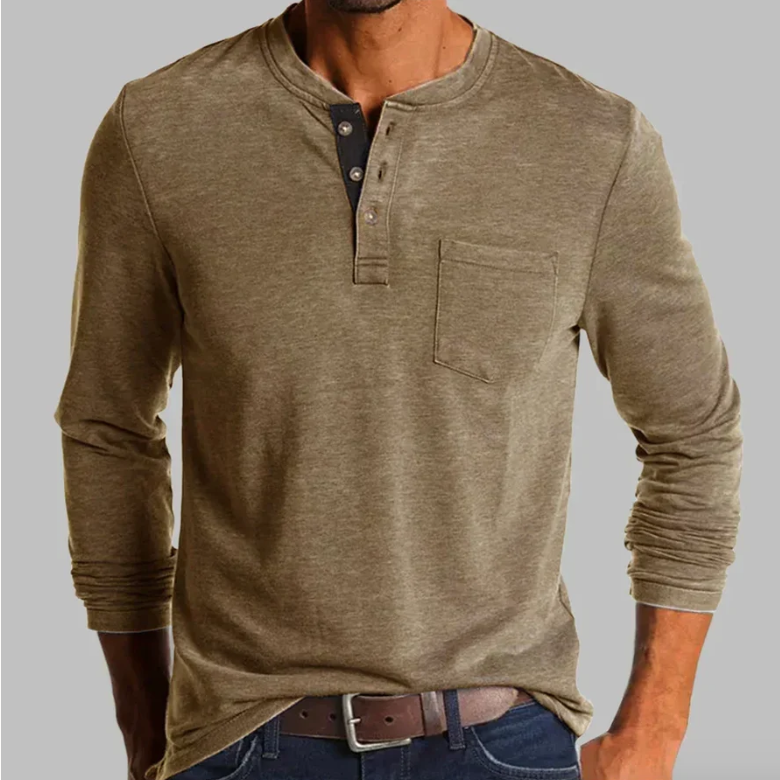 Herren-Langarm-T-Shirt mit Rundhalsausschnitt – legere Passform