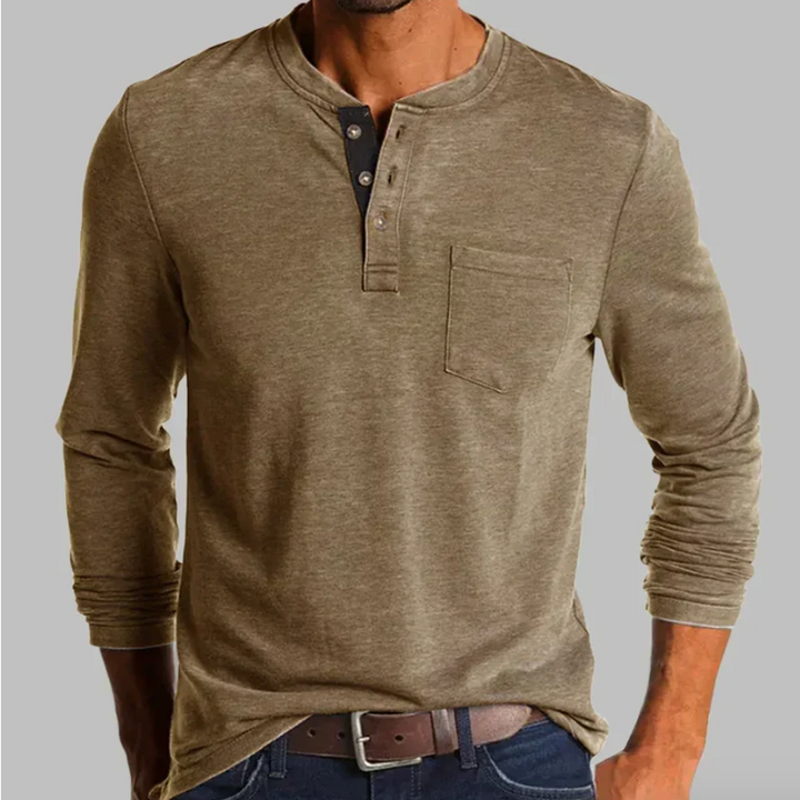 Herren-Langarm-T-Shirt mit Rundhalsausschnitt – legere Passform