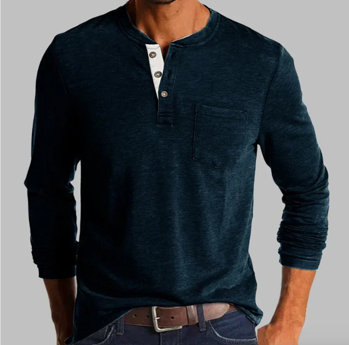 Herren-Langarm-T-Shirt mit Rundhalsausschnitt – legere Passform