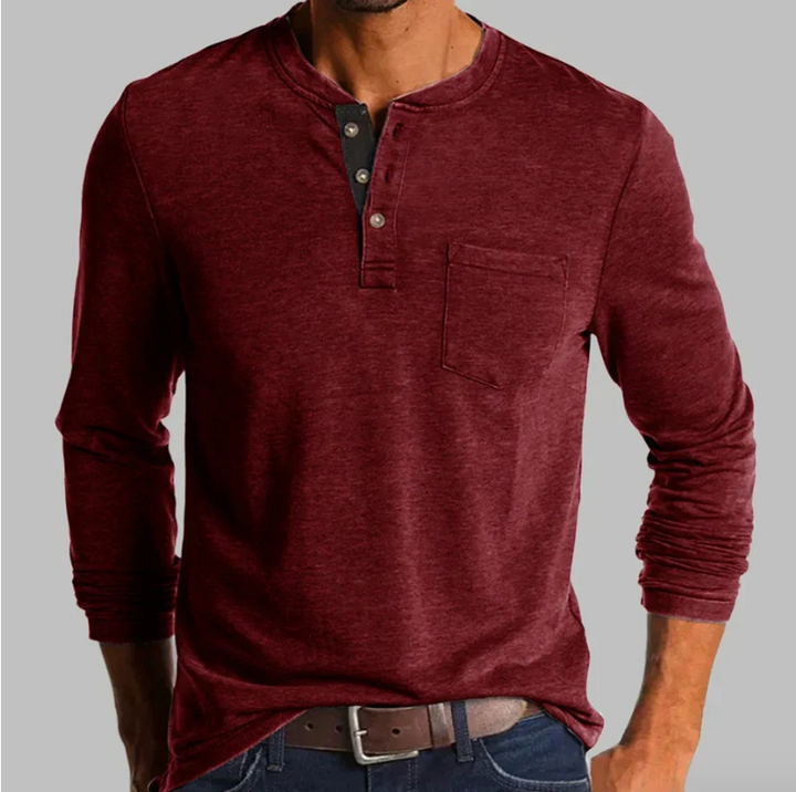 Herren-Langarm-T-Shirt mit Rundhalsausschnitt – legere Passform