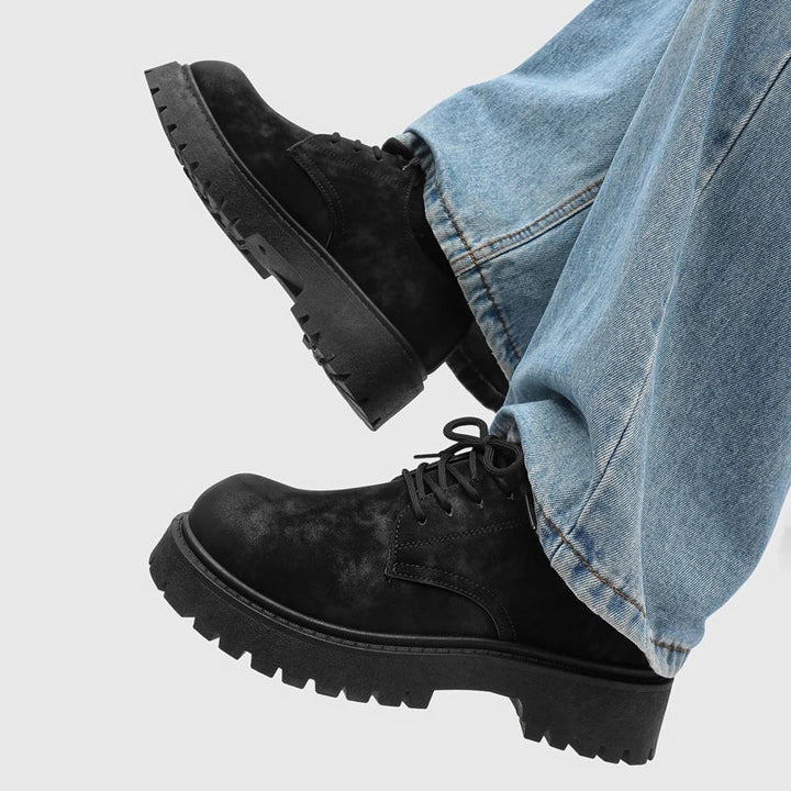 Scarpe uomo in pelle con lacci spesse – Suola rialzata